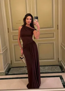 Misha Collection Sisal Mesh Maxi Dress Espresso Size 6/XS for rent on The Volte - image 2