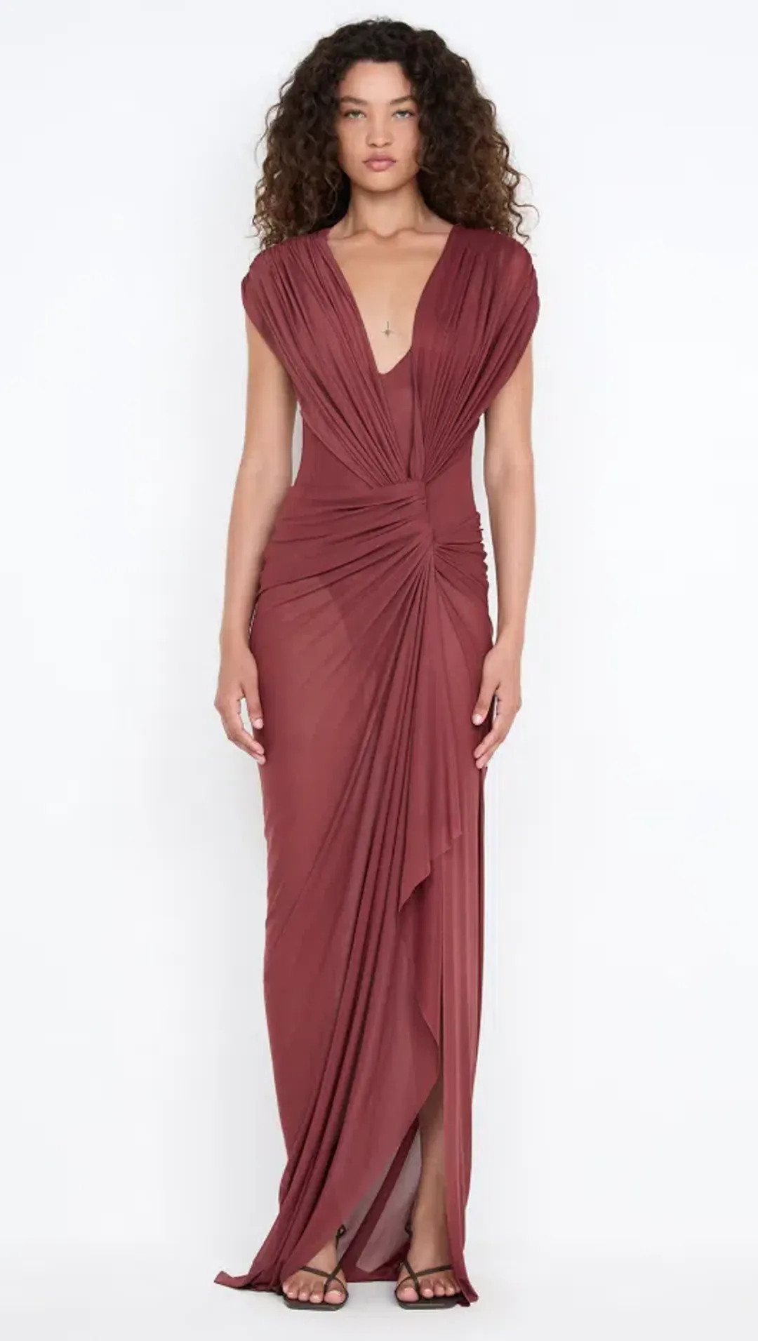 Bec & Bridge LEIA DRAPE MAXI DRESS Rust Size 8 for rent on The Volte - main image