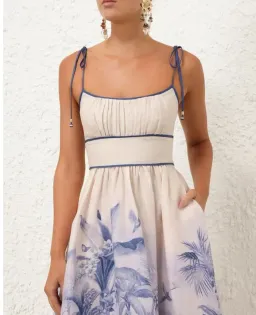 Zimmermann Wylie Picnic Dress in Blue Palm Size 1/AU 10 for rent on The Volte - image 3