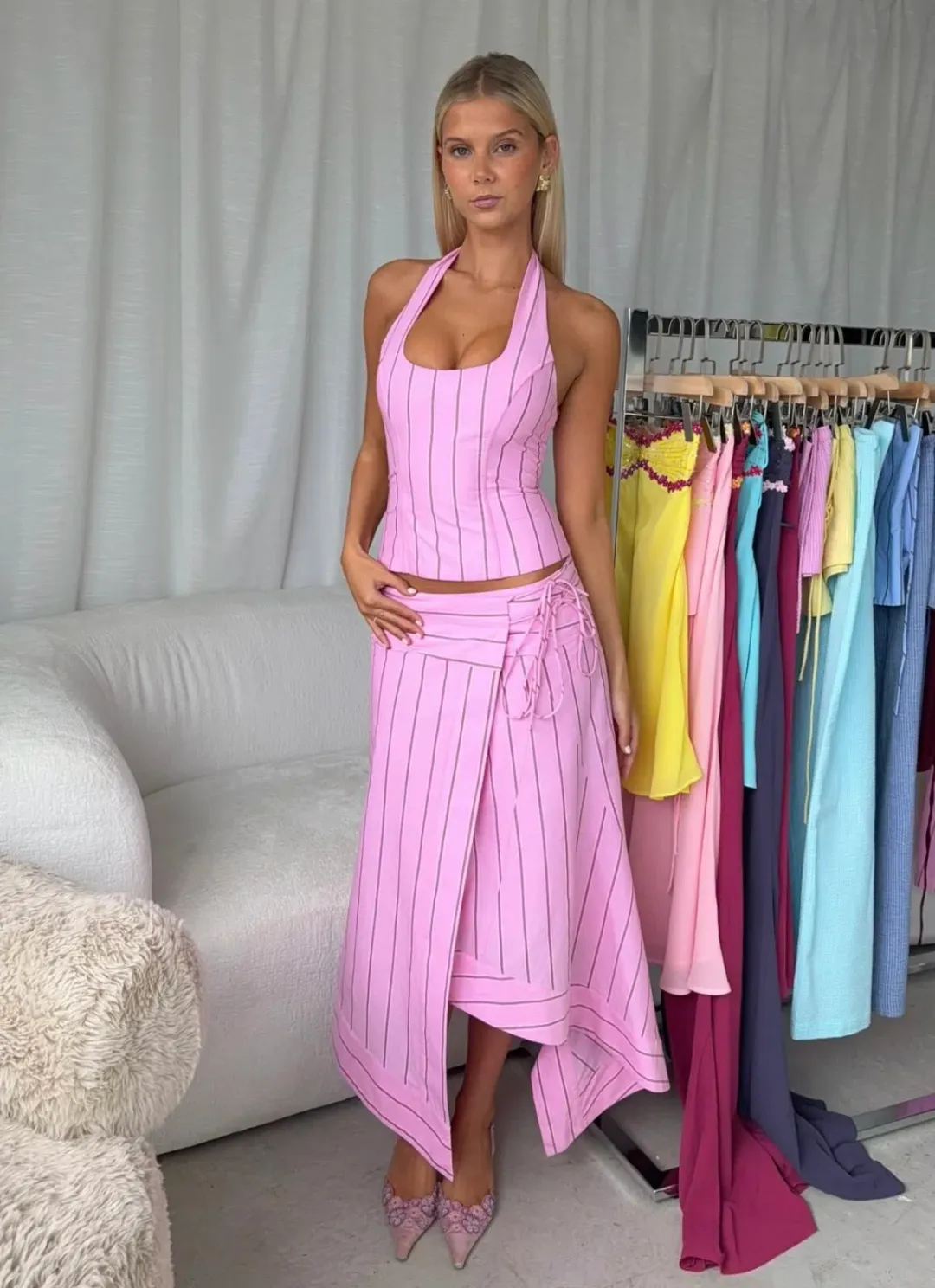 I am Delilah SABRINA corset + wrap skirt in SANGRIA 6 for rent on The Volte - main image