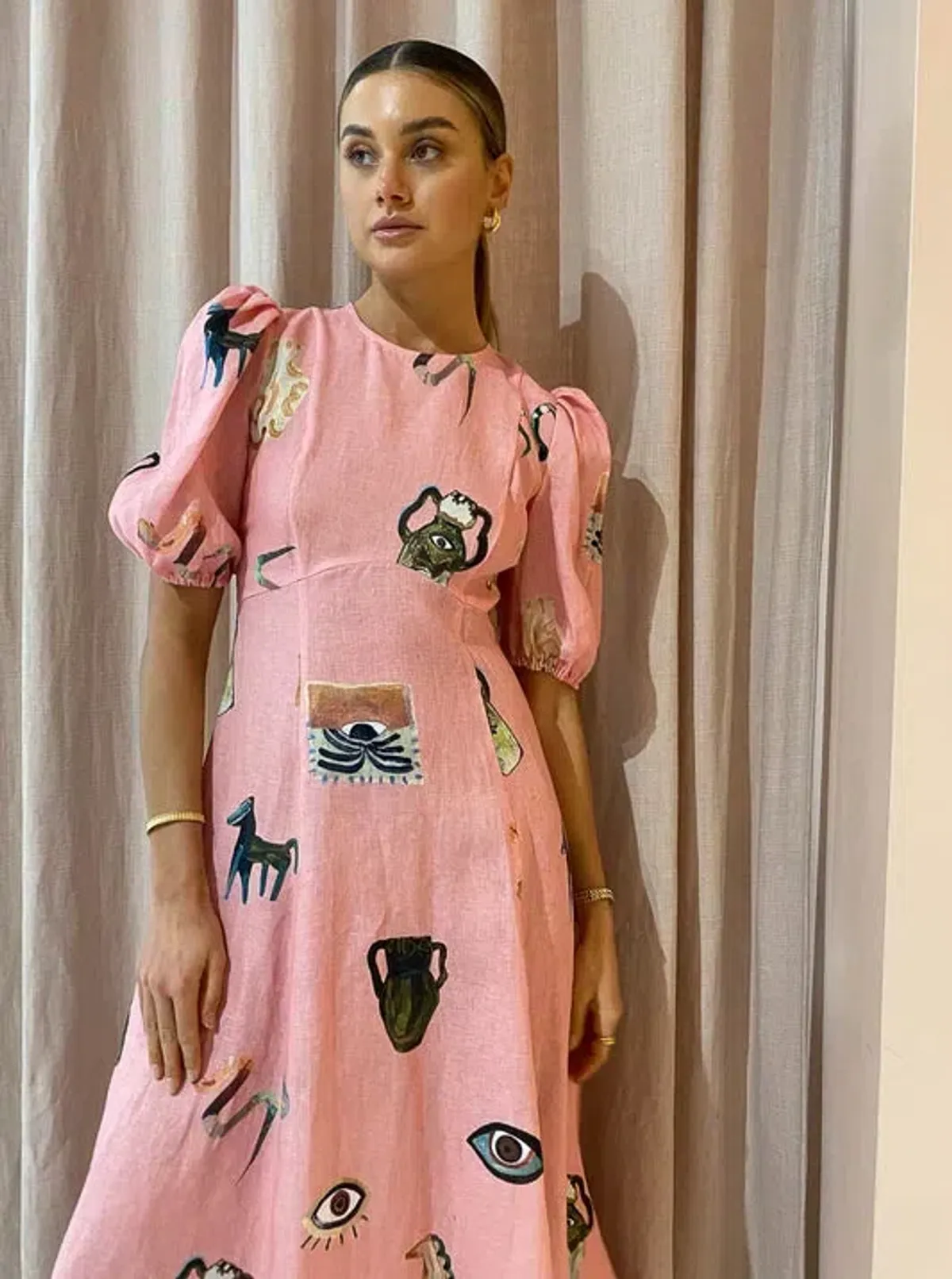 Alemais Cleo Midi Dress in Pink Size AU 6 - Image 2