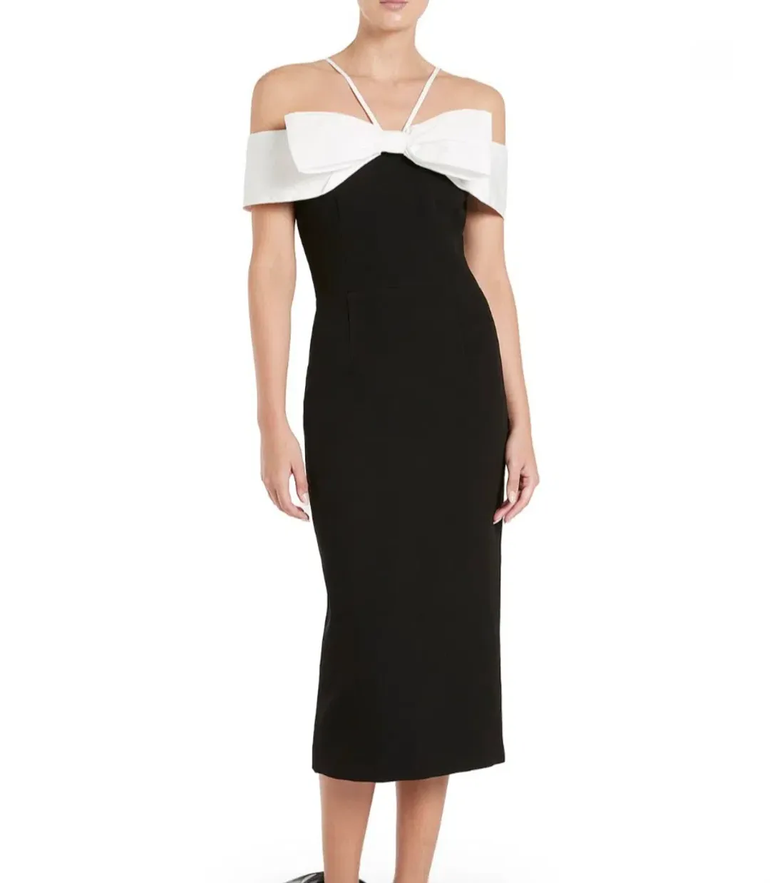 Rebecca Vallance Hepburn Midi Black/White Size 16 for rent on The Volte - main image