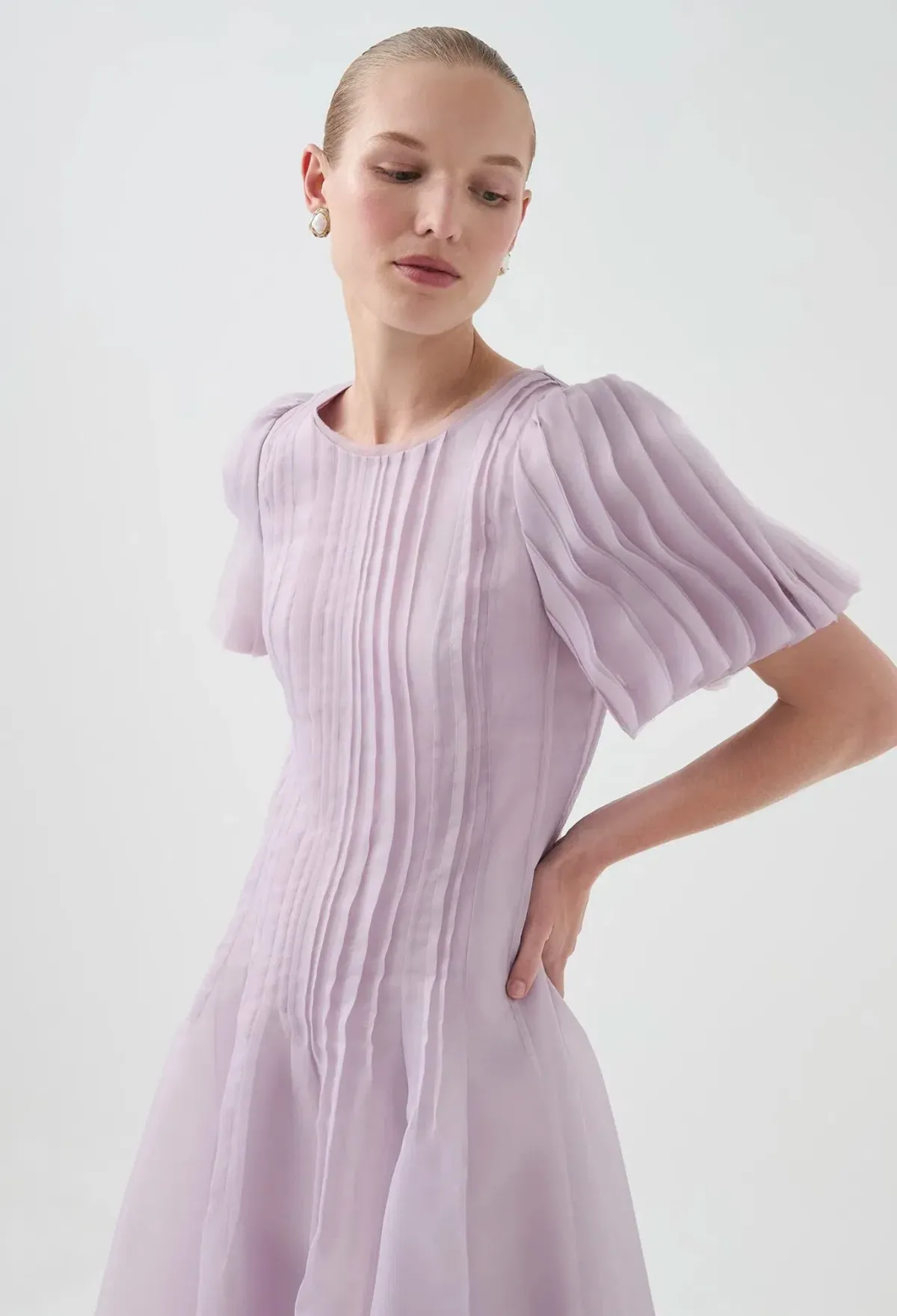 AJE NOVA PLEATED MIDI DRESS LILAC SIZE 4 - Image 2