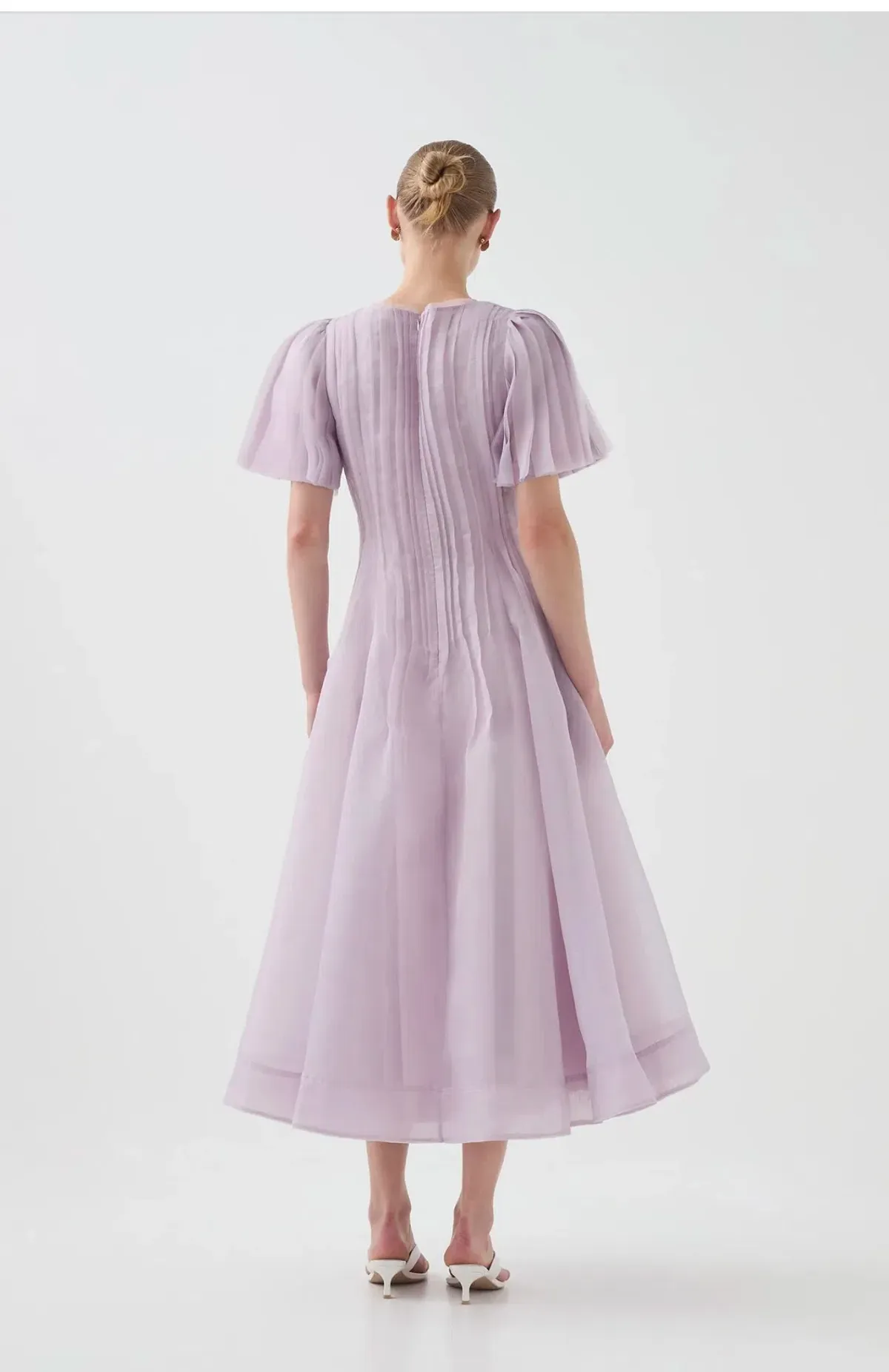 AJE NOVA PLEATED MIDI DRESS LILAC SIZE 4 - Image 3