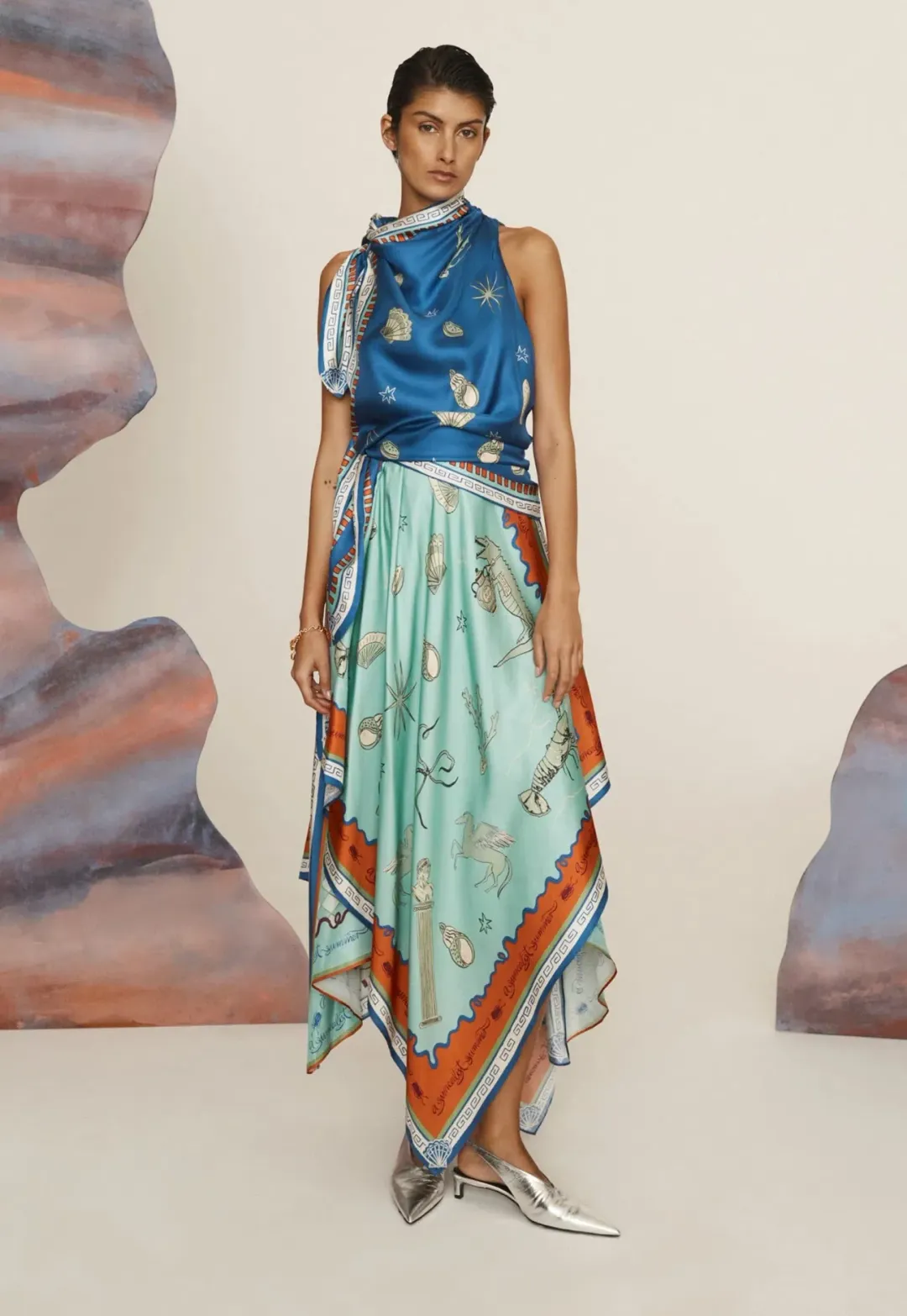 Alemais Surrealist Summer Scarf Dress size 10 for rent on The Volte - main image