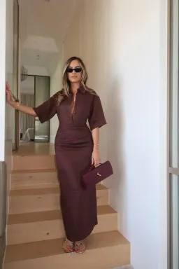 Sneaky Link Lefka Midi Dress Brown size XXL / 16 for rent on The Volte - image 1