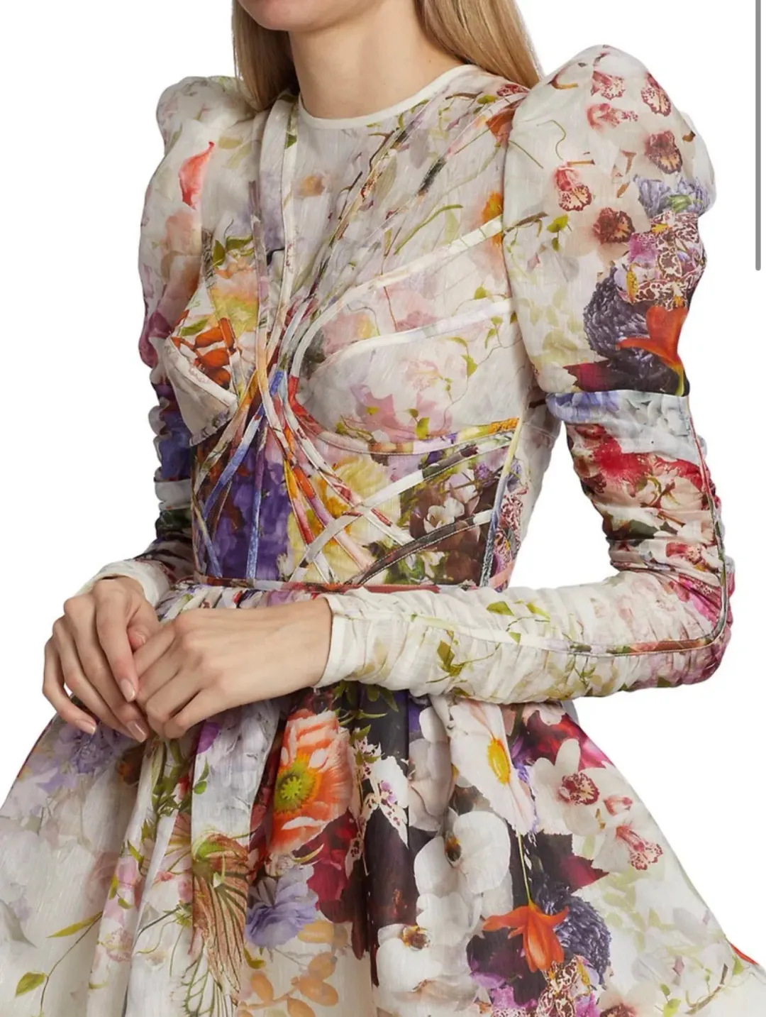 Zimmermann - Prima Paneled Mini Floral Dress for rent on The Volte - main image