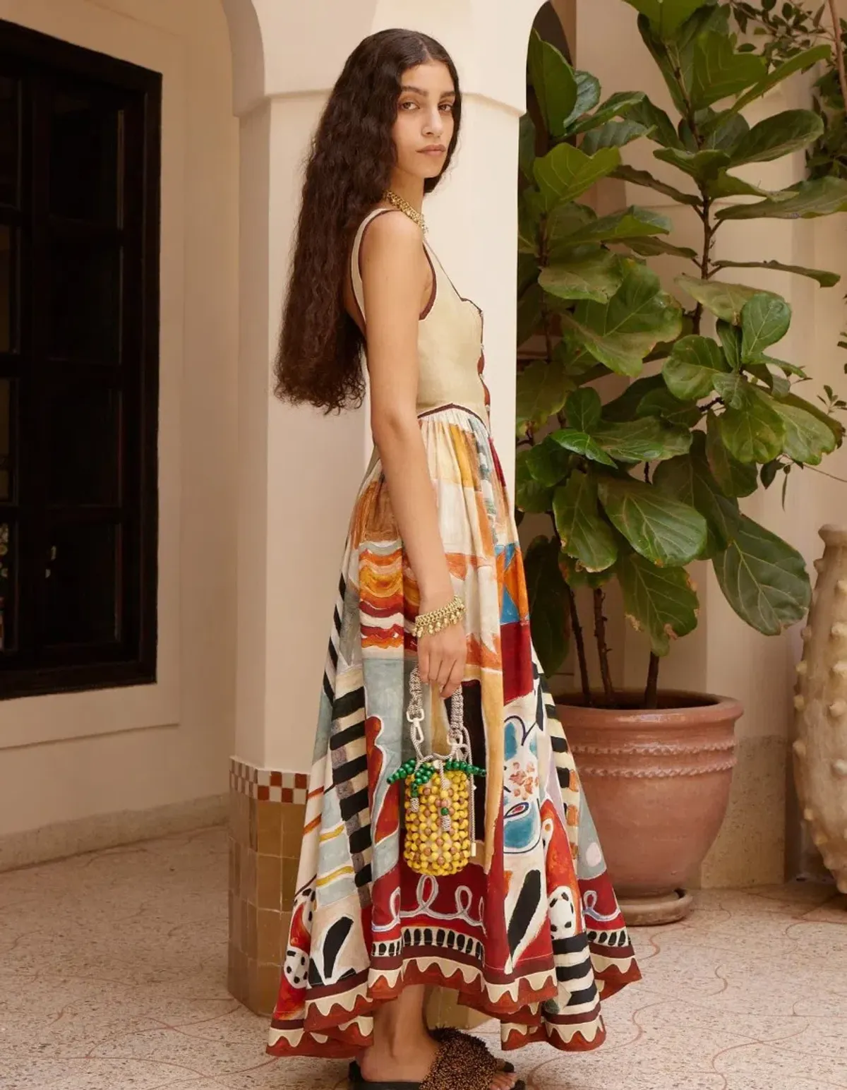 Alemais Michelle Square Neck Midi Dress Moroccan Red Print Size 12 - Image 2