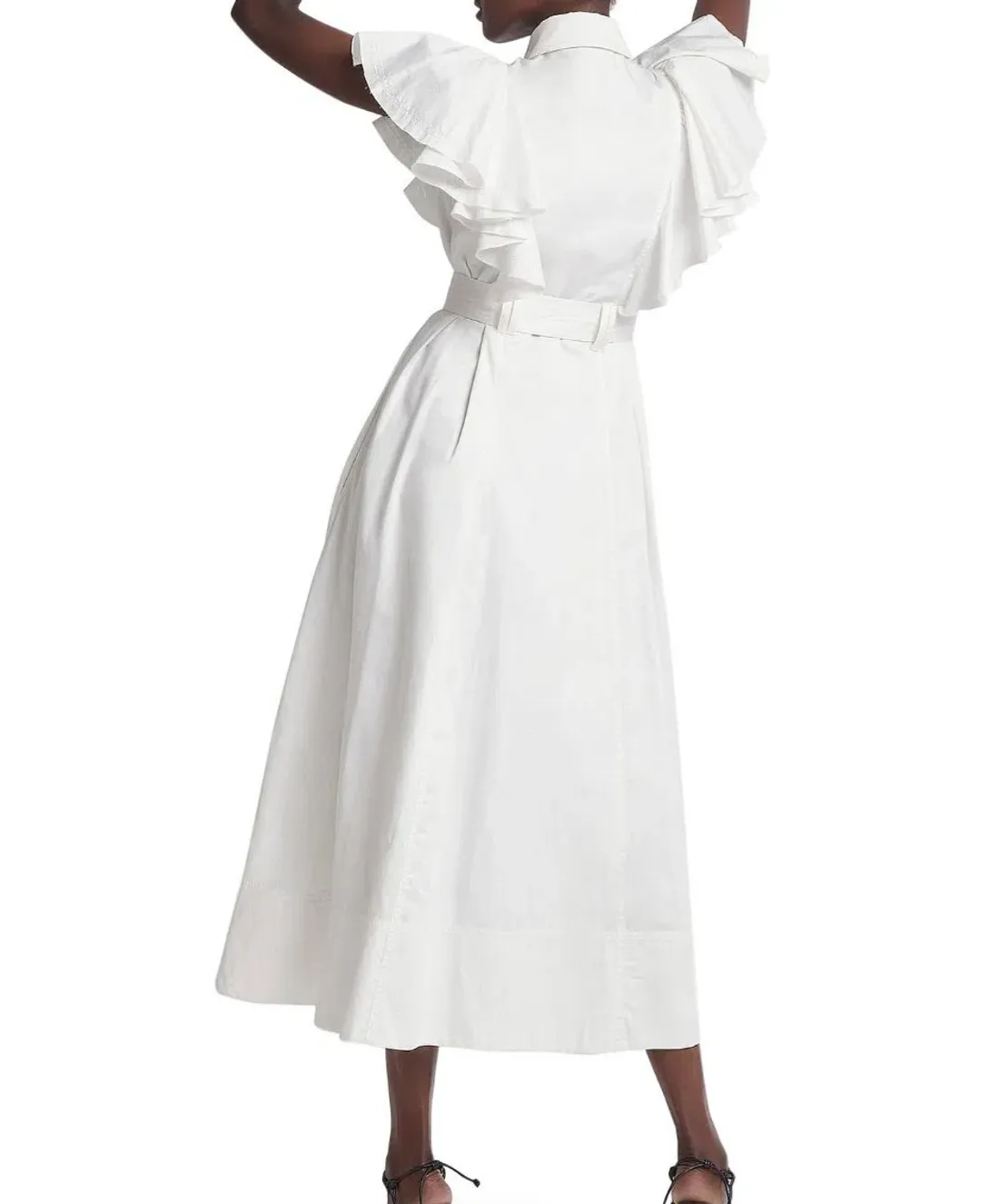 Aje Kindred Frill Sleeve Midi Dress Ivory White Size 16 for rent on The Volte - main image