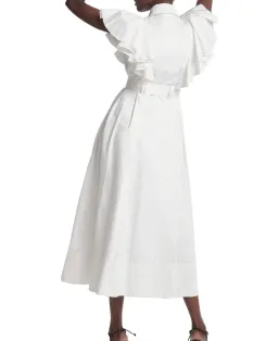Aje Kindred Frill Sleeve Midi Dress Ivory White Size 16 for rent on The Volte - image 3
