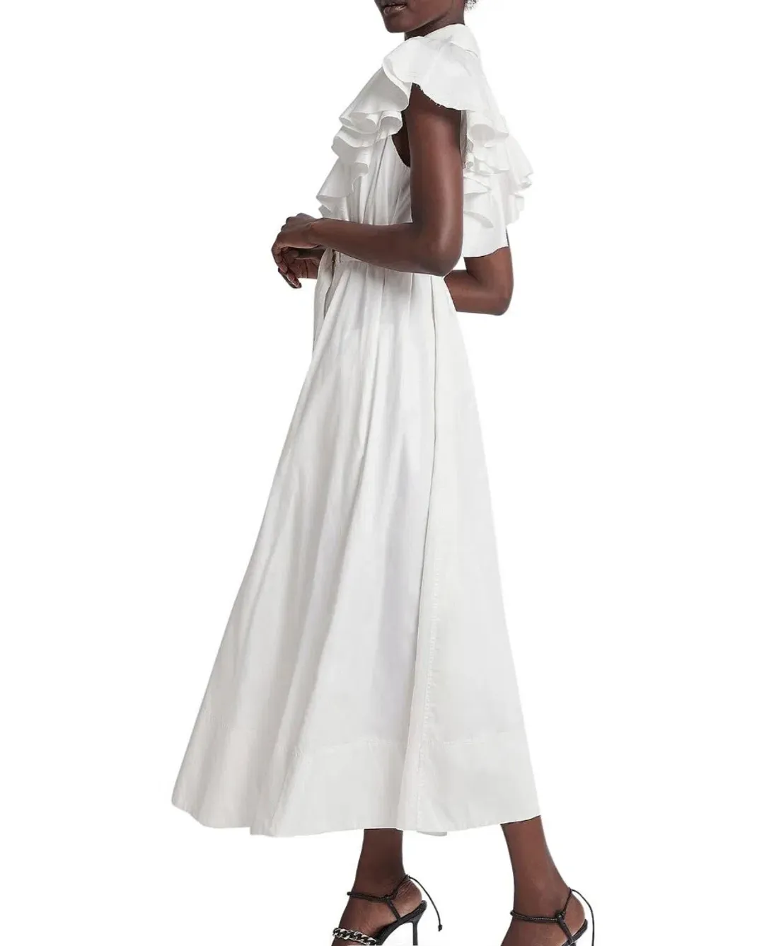 Aje Kindred Frill Sleeve Midi Dress Ivory White Size 16 for rent on The Volte - main image