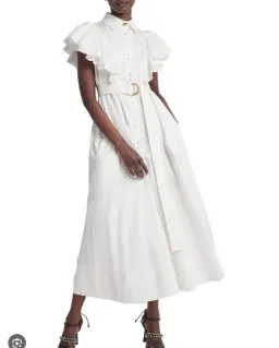 Aje Kindred Frill Sleeve Midi Dress Ivory White Size 16 for rent on The Volte - image 1
