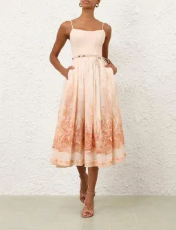 Zimmermann Wanderlust Corset Midi Dress Coral Toile Size 0 / AU8 for rent on The Volte - image 2