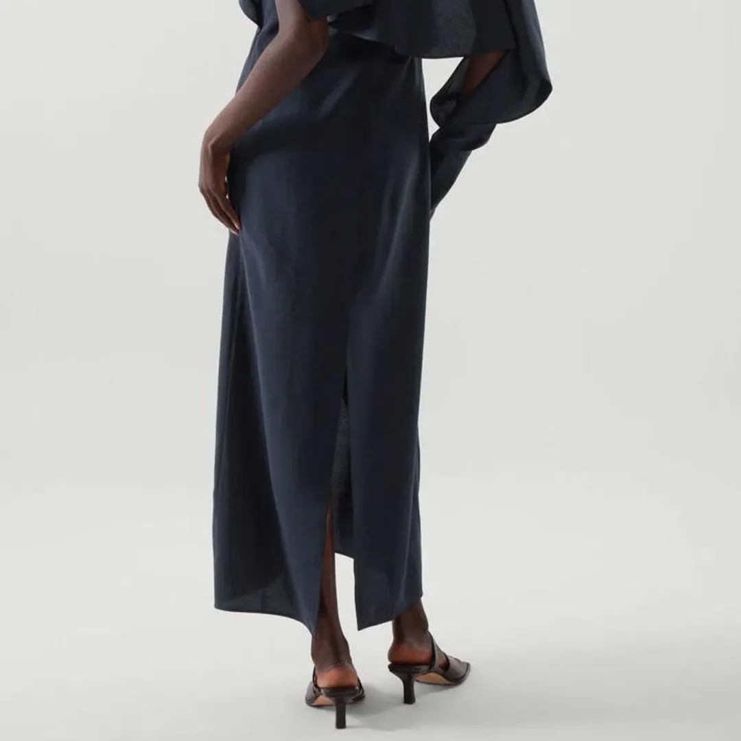 COS Asymmetric Midi Dress in Navy AU16 for rent on The Volte - main image