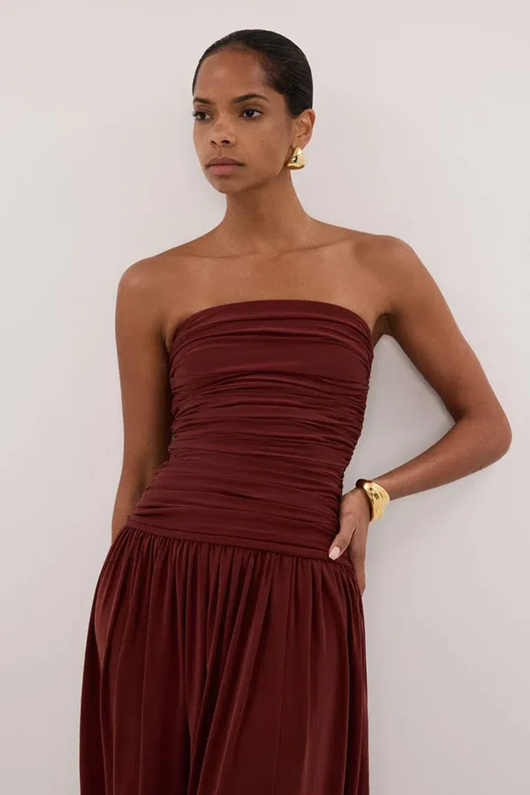 SHARI SAHARA STRAPLESS BANDEAU MIDI DRESS for rent on The Volte - main image