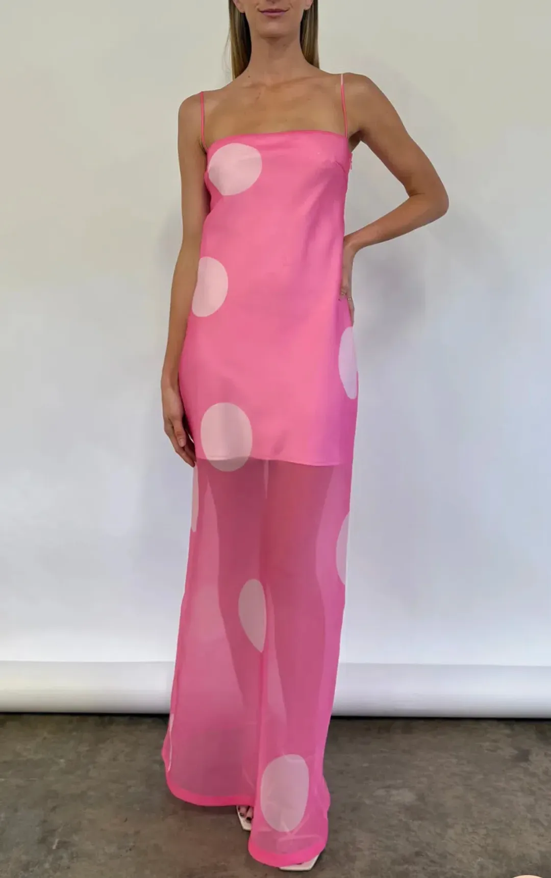 By Nicola Mila Maxi Dress in Pink Polka for rent on The Volte - main image