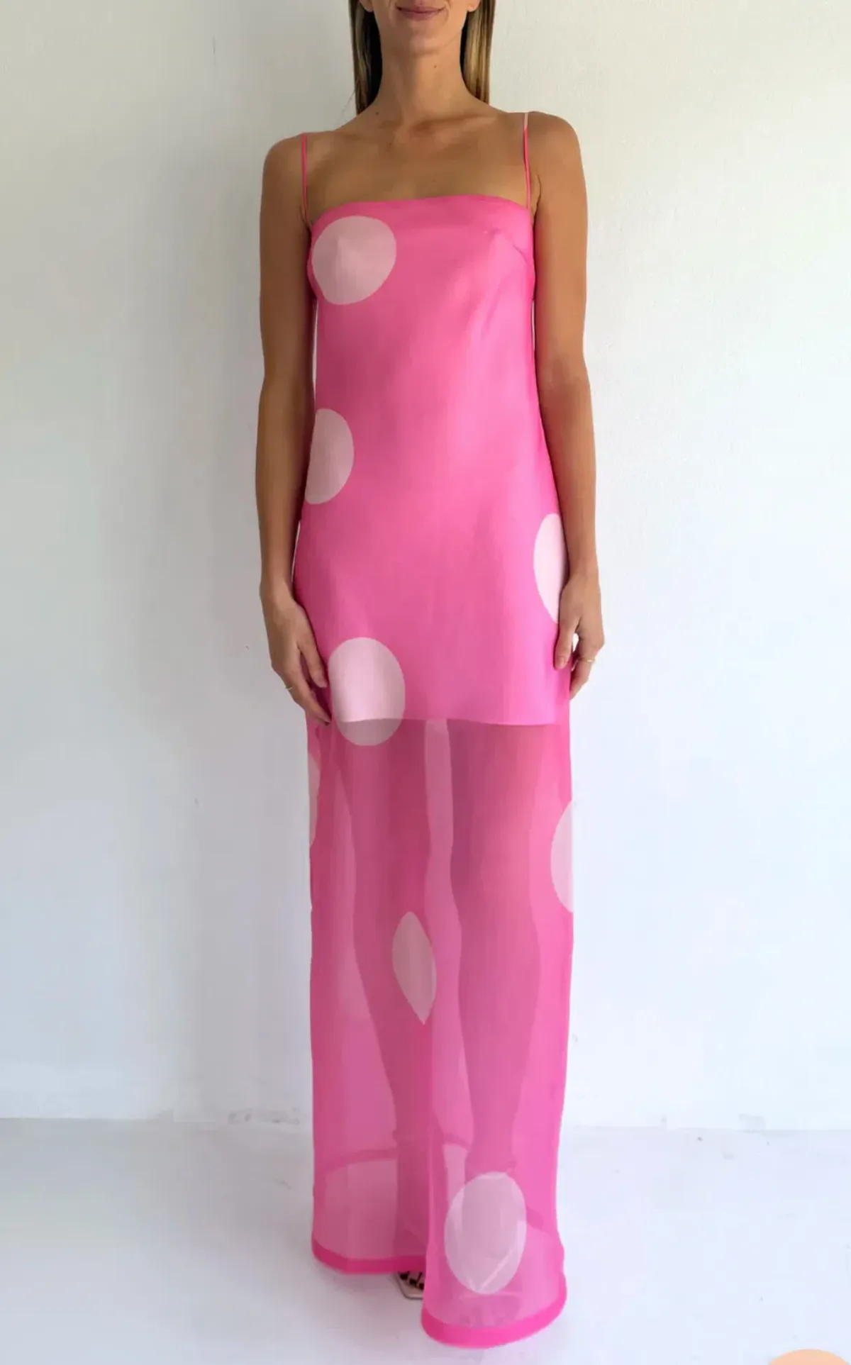 By Nicola Mila Maxi Dress in Pink Polka - Image 1