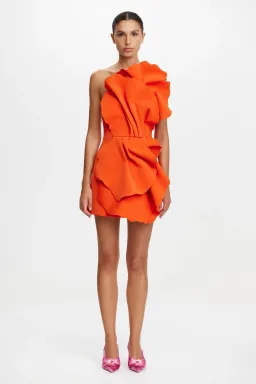 Acler Oake Mini Dress in Rosso Orange Size 10 for rent on The Volte - image 1