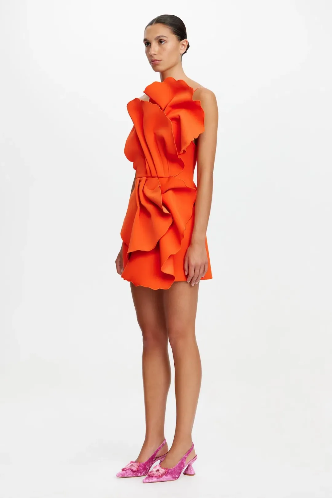 Acler Oake Mini Dress in Rosso Orange Size 10 for rent on The Volte - main image