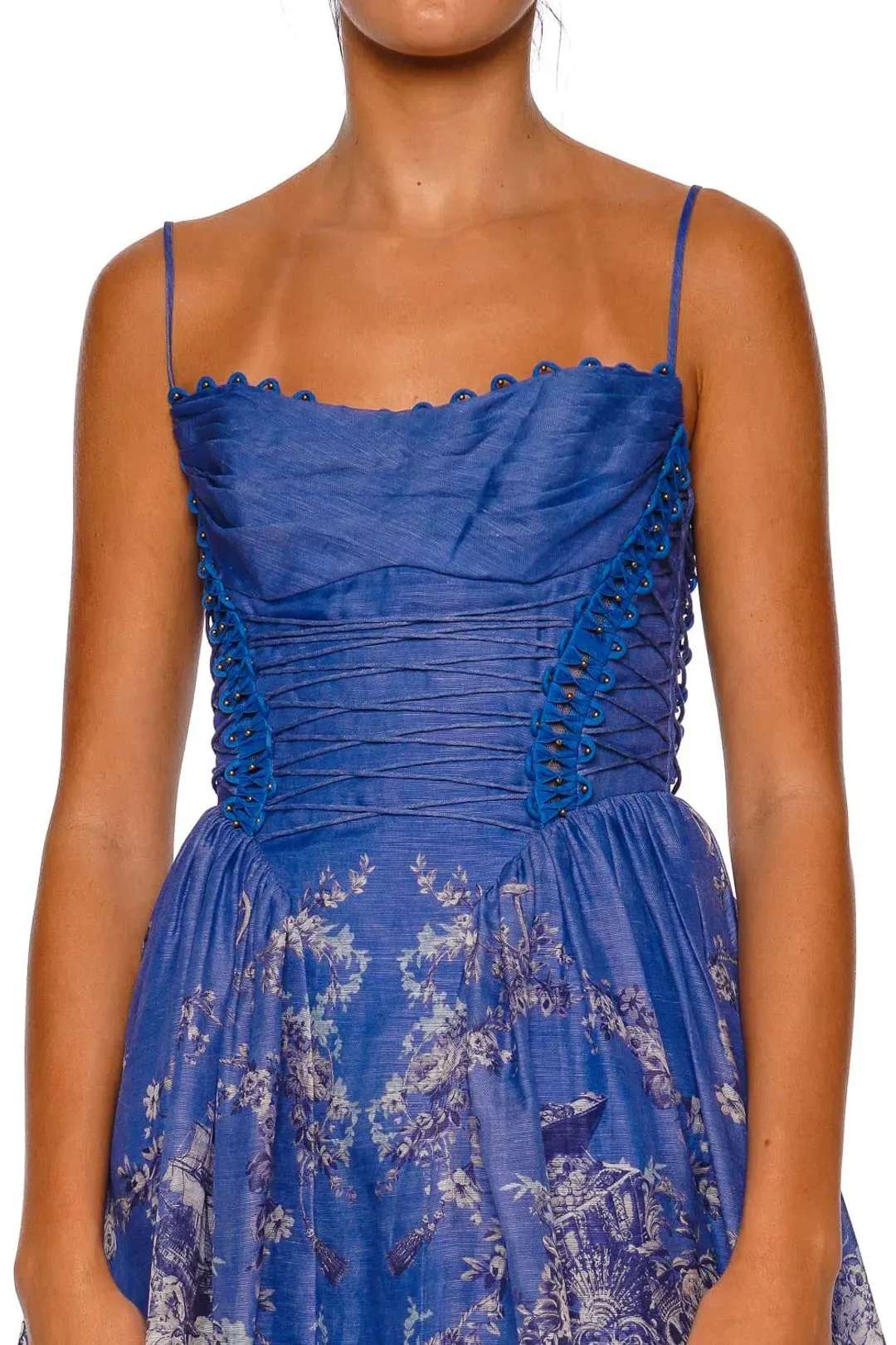 ZIMMERMANN REBELLION BEADED PICNIC DRESS BLUE MERMAID SIZE 3 au 14 for rent on The Volte - main image
