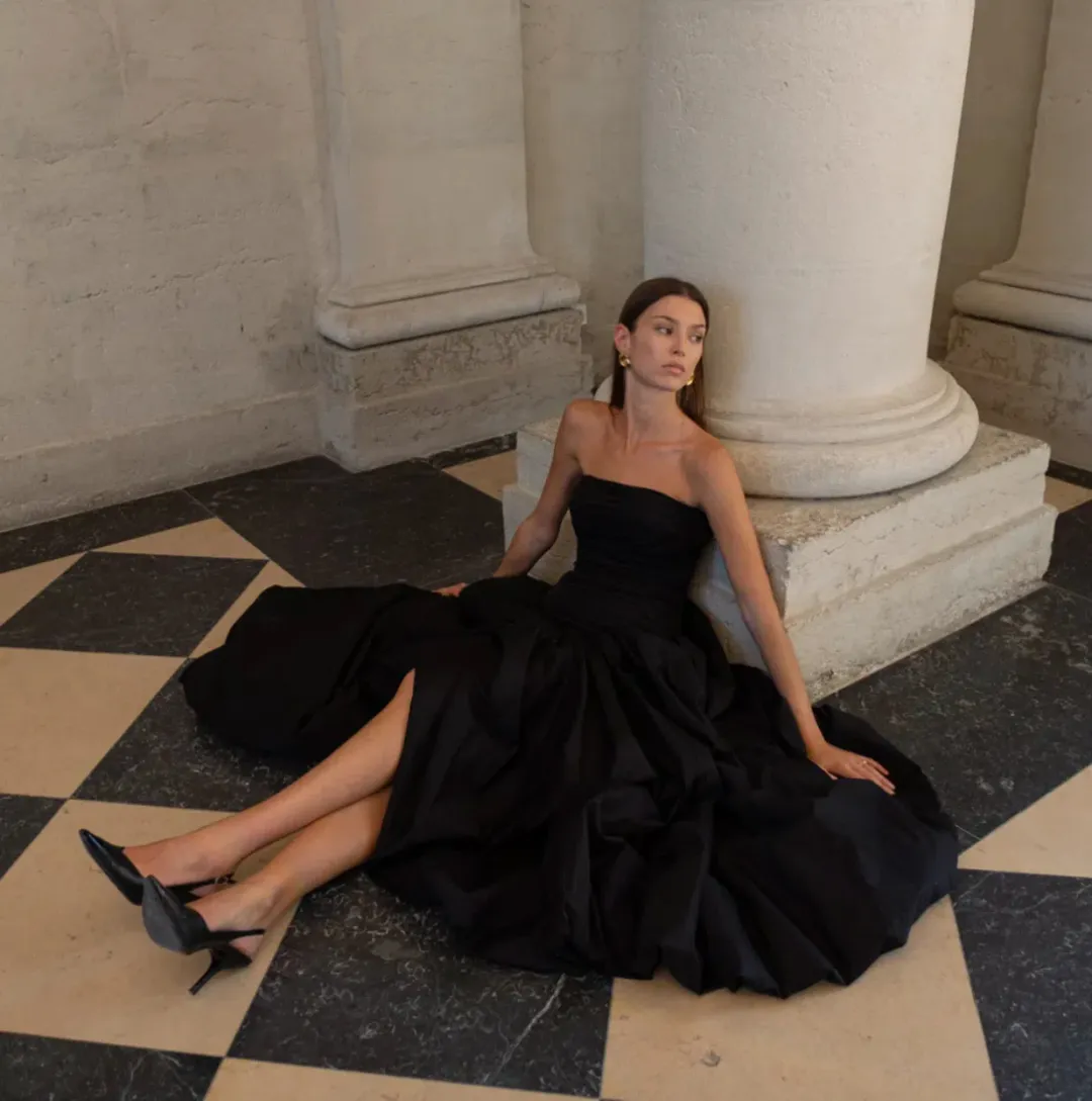 AJE Bubble Hem Gown Black size 10 for rent on The Volte - main image