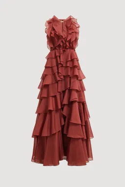 Aje Cleo Gown in Rust Size 6 for rent on The Volte - image 4
