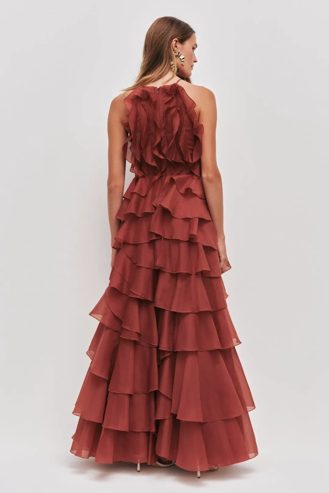 Aje Cleo Gown in Rust Size 6 for rent on The Volte - main image