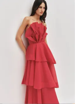 Aje Selestia Gown in Scarlet Red Size 8 for rent on The Volte - image 4