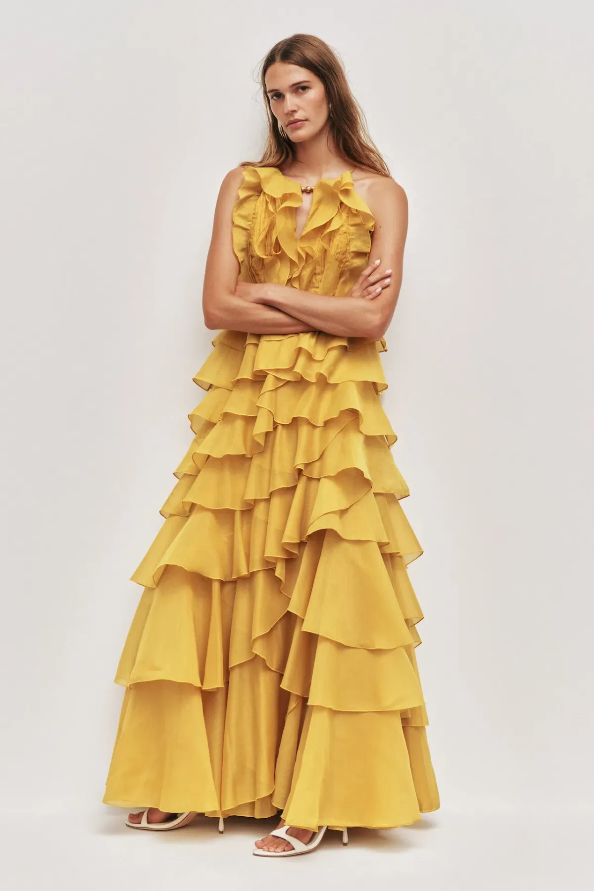 Aje Cleo Gown in Chartreuse Marigold Yellow Size 8 - Image 1