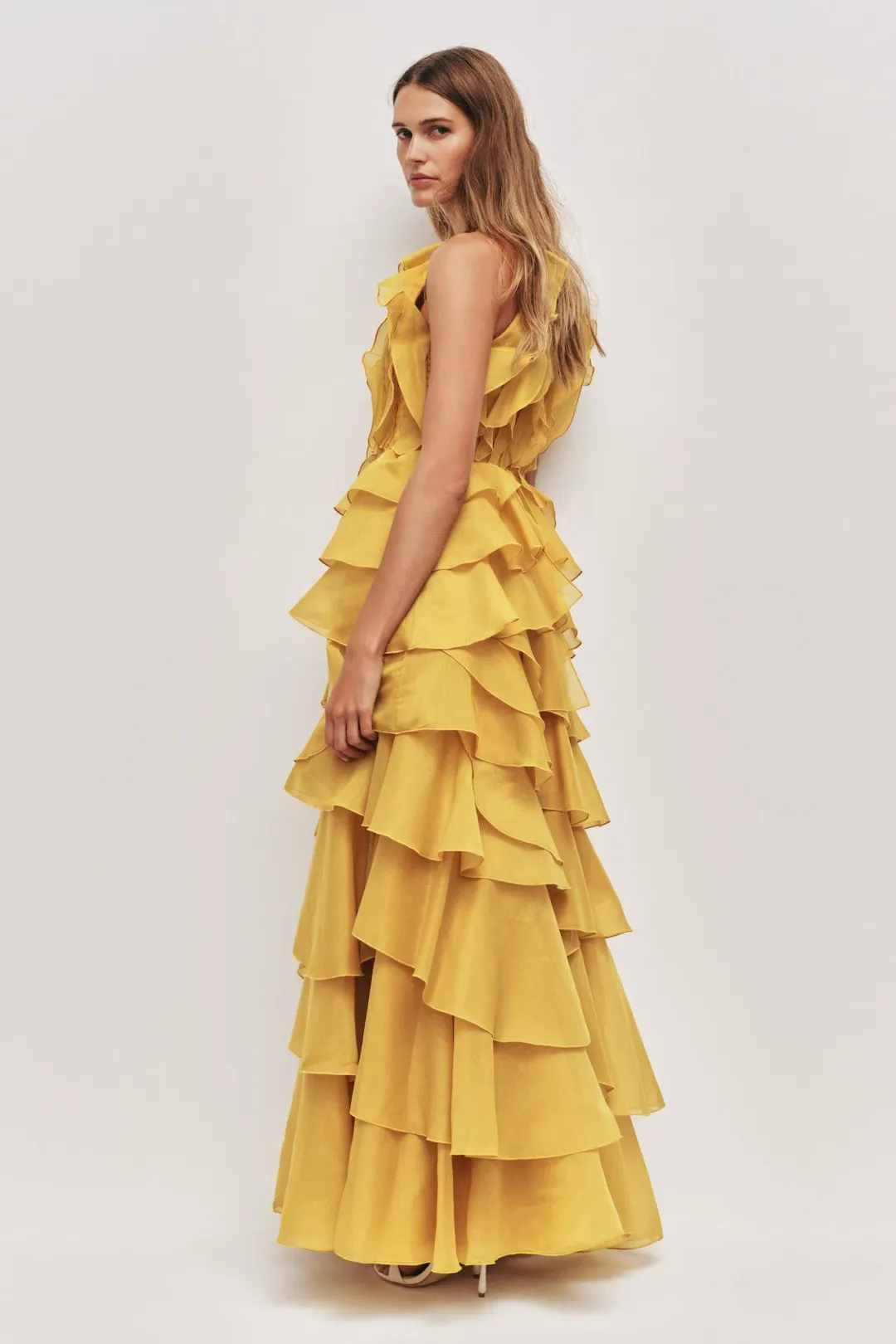 Aje Cleo Gown in Chartreuse Marigold Yellow Size 8 for rent on The Volte - main image