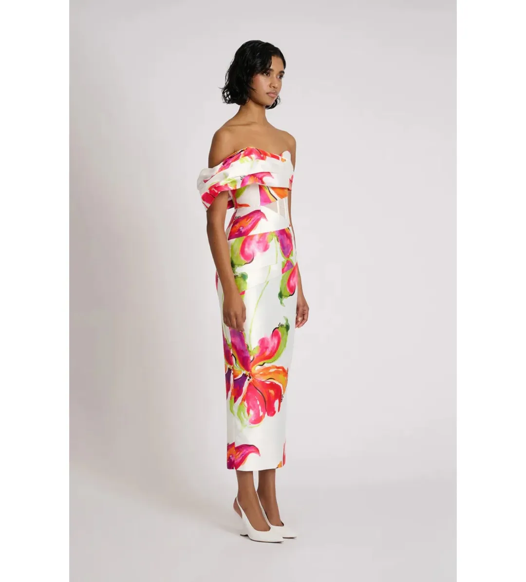 Eliya The Label Ivie Midi Dress White Floral Size M AU 10 for rent on The Volte - main image