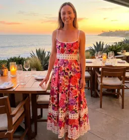 Zimmermann Stardust Fit & Flare Midi Dress Pink Floral Size 1 AU 10 for rent on The Volte - image 3
