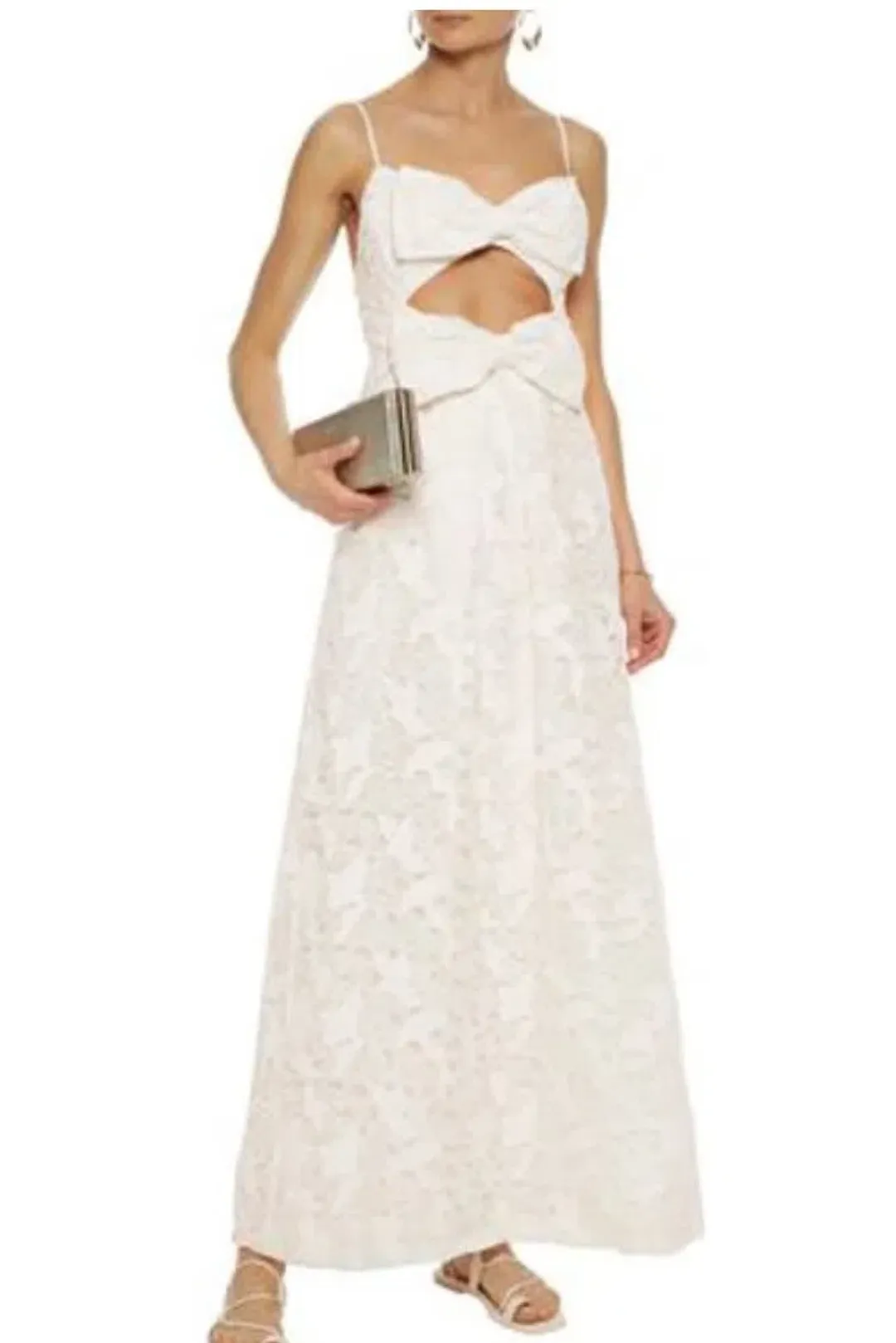 Zimmermann Lace Corsage Bow Maxi Dress White Size 3 / AU 14 for rent on The Volte - main image