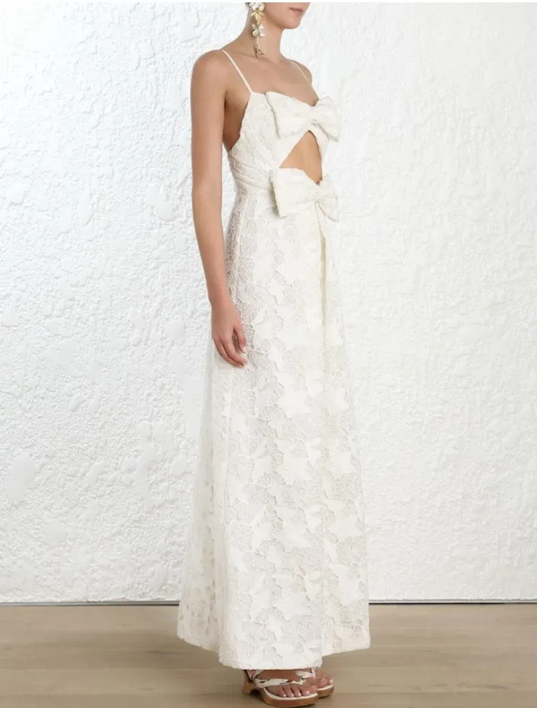 Zimmermann Lace Corsage Bow Maxi Dress White Size 3 / AU 14 for rent on The Volte - main image