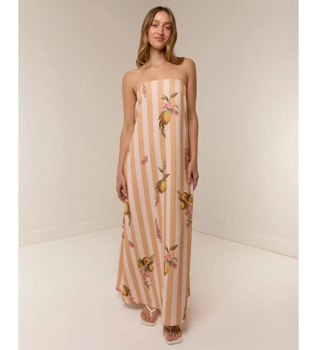 Palm Noosa Alessia Maxi Dress in Citrus Stripe Size AU10 for rent on The Volte - main image