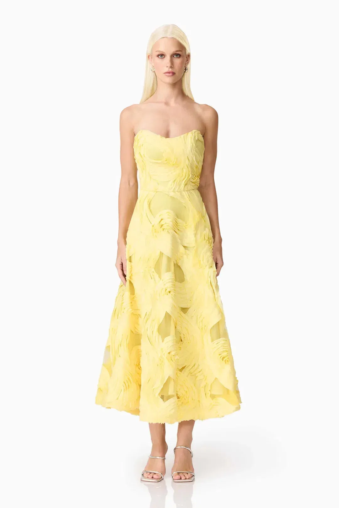 ELLIATT ASHER MIDI Dress in YELLOW SIZE 10 / M for rent on The Volte - main image