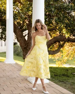 ELLIATT ASHER MIDI Dress in YELLOW SIZE 10 / M for rent on The Volte - image 1