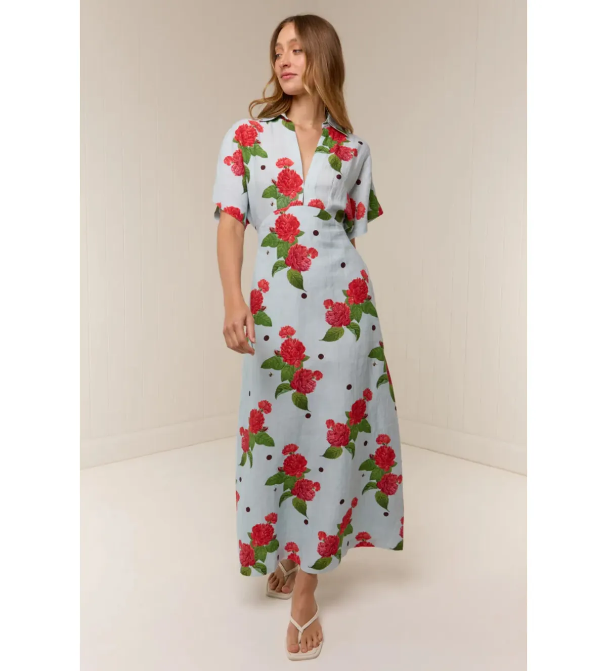 Palm Noosa Jasmine Midi Dress in Sky Garden Size AU8 - Image 2