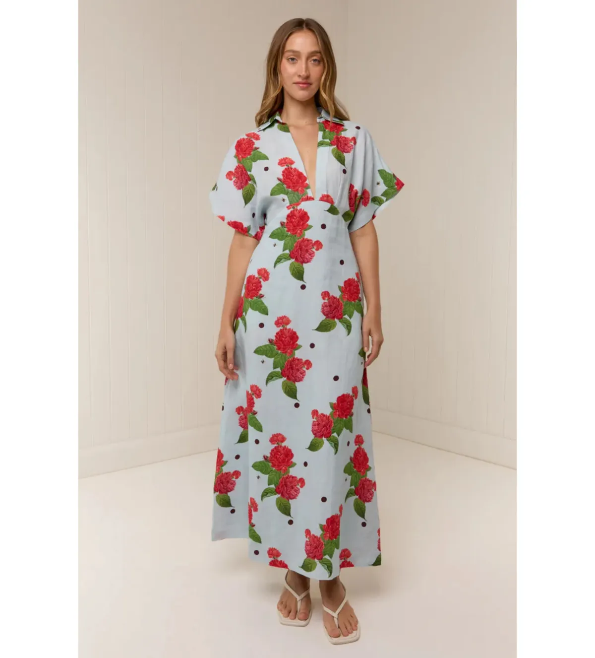 Palm Noosa Jasmine Midi Dress in Sky Garden Size AU8 - Image 1