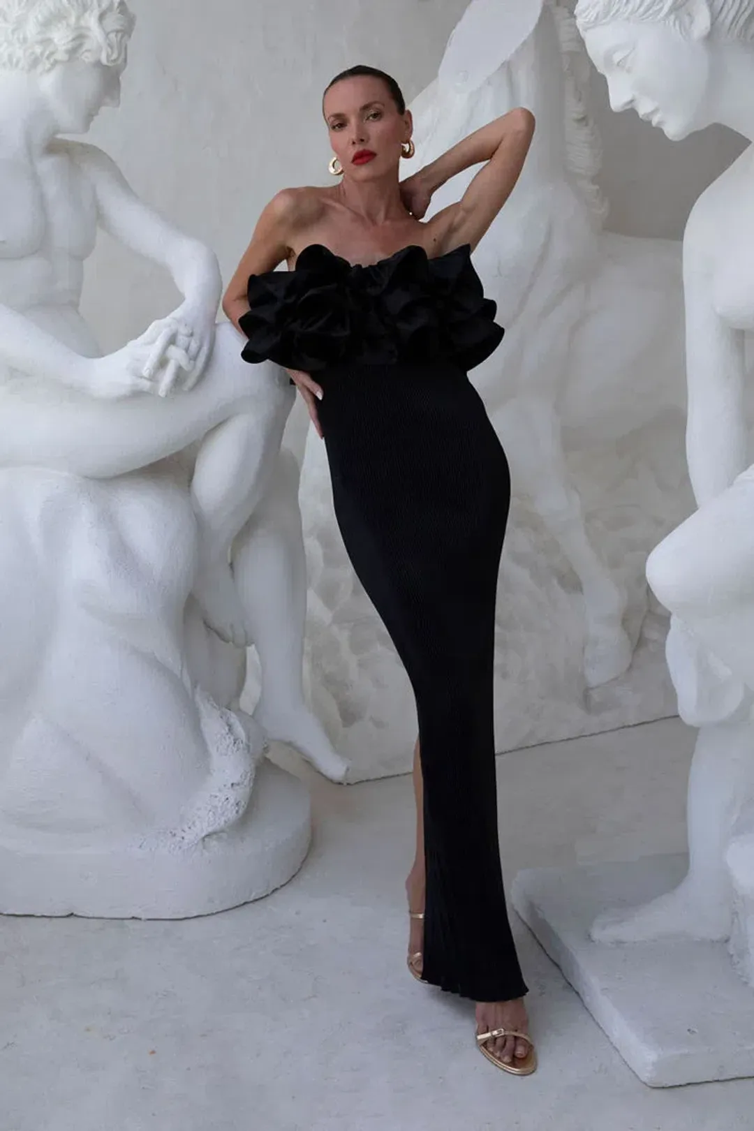 L'Idee Paris Tube Maxi Dress in Noir Black Size M / AU 10 for rent on The Volte - main image