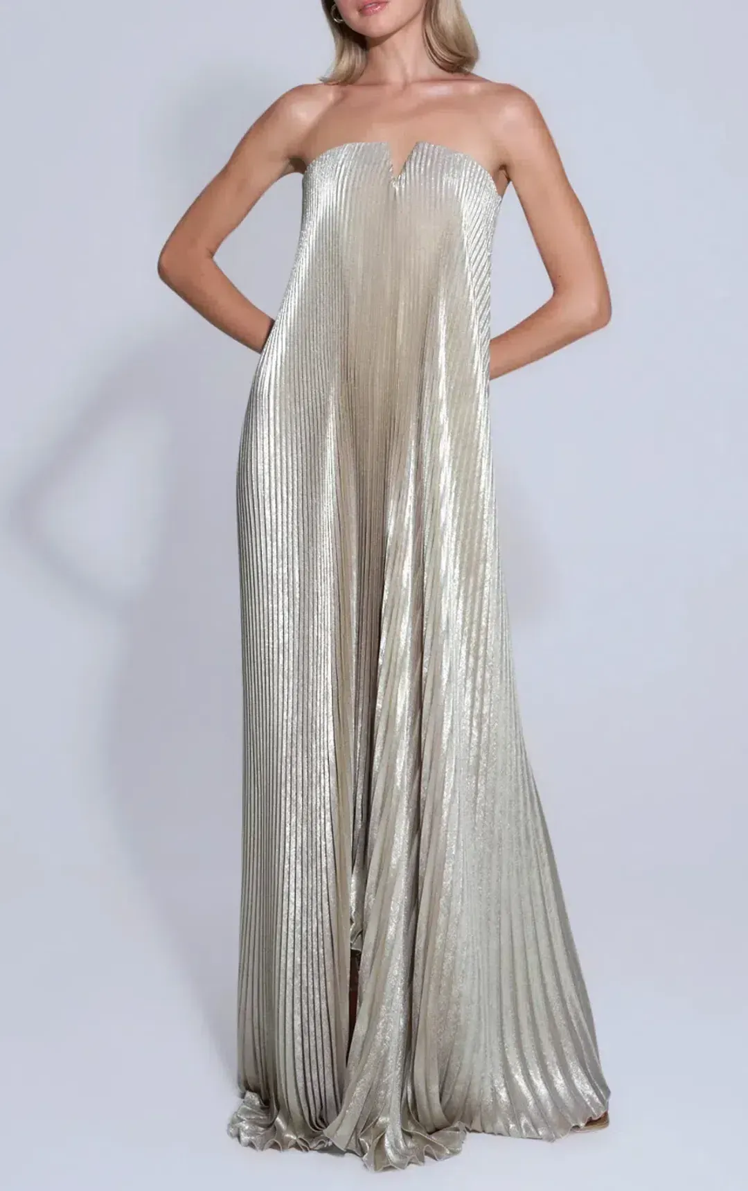 L’IDEE BLACK TIE GOWN GOLD SHIMMER SIZE 8 for rent on The Volte - main image