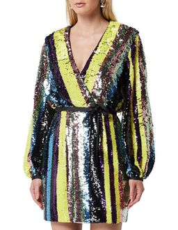 Elliatt Wrap Stripe Sequin Dress Size 6 for rent on The Volte - image 1