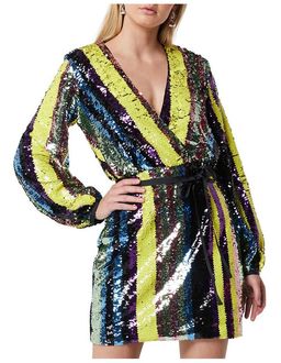 Elliatt Wrap Stripe Sequin Dress Size 6 for rent on The Volte - image 2