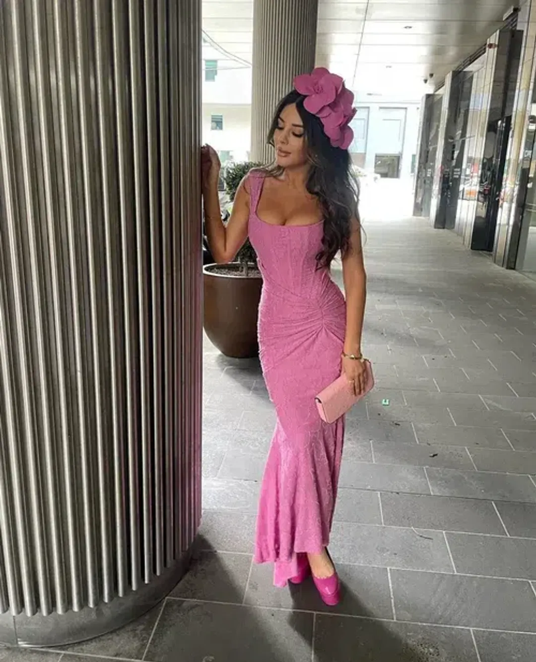 HOUSE OF CB Cesca Rose Pink Floral Maxi Dress Size XS for rent on The Volte - main image