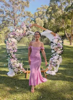 HOUSE OF CB Cesca Rose Pink Floral Maxi Dress Size XS for rent on The Volte - image 3