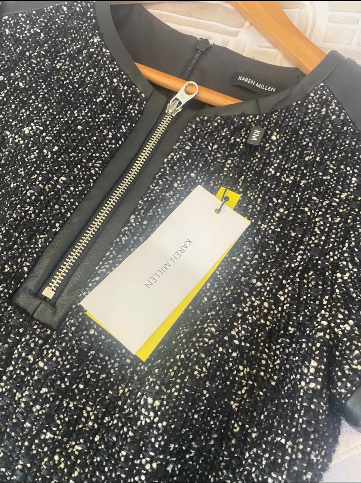 Karen Millen Tweed mini dress with faux leather detailing RRP $800 - Image 3