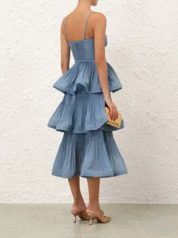 Zimmermann Pleated Tiered Midi Dress Size 4/AU 16 for rent on The Volte - image 4