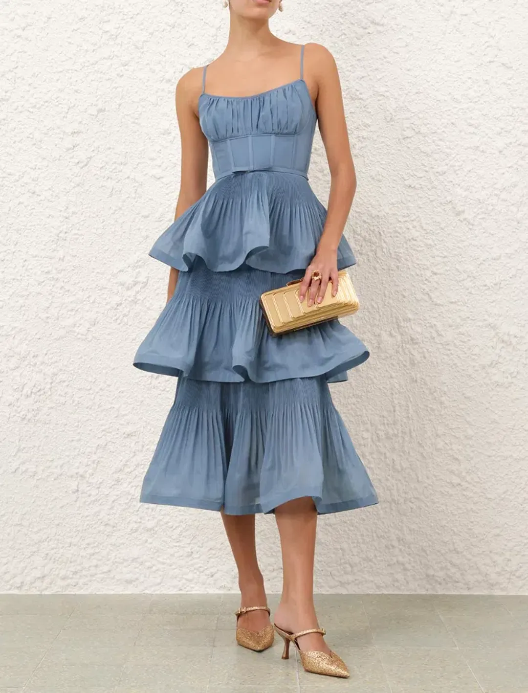Zimmermann Pleated Tiered Midi Dress Size 3/AU 14 for rent on The Volte - main image