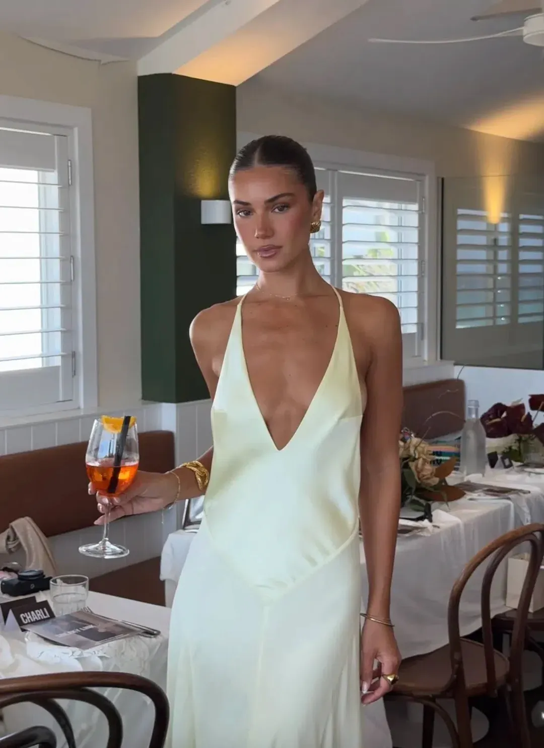 Sneaky Link Jaz Hand V-Neck Maxi Dress Butter Size S / AU 8 for rent on The Volte - main image