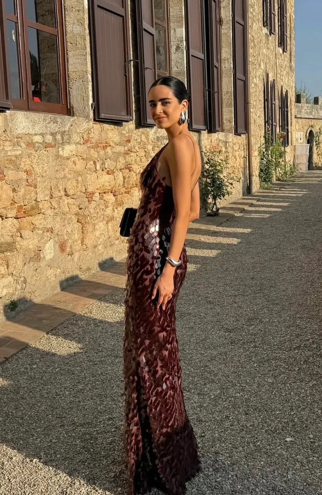 Misha Sapphire Sequin Maxi Dress Fig Size S / AU 8 for rent on The Volte - main image